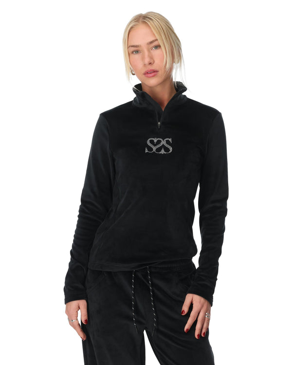 Spyder Womens Society Shimmer Bug Zip T-Neck - Society Black