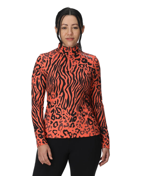 Spyder Womens Vivid Half Zip Jacket - Animal Print Coral Haze