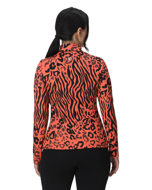 Spyder Womens Vivid Half Zip Jacket - Animal Print Coral Haze