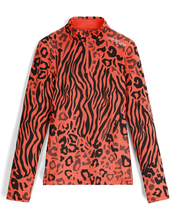 spyder Womens Vivid Half Zip Jacket - Animal Print Coral Haze