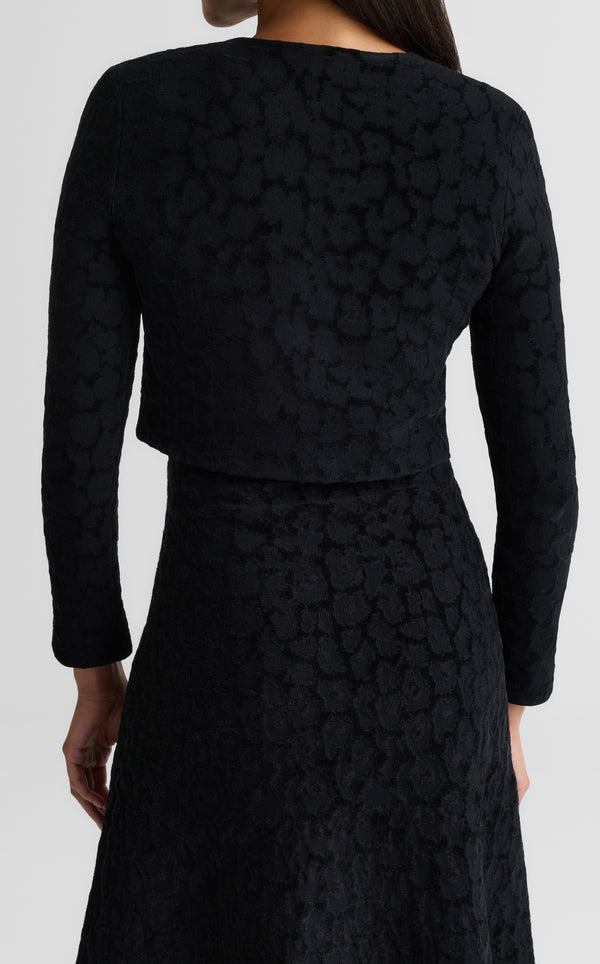 St. John Amber Cardigan In Velvet Leopard Jacquard BKMU