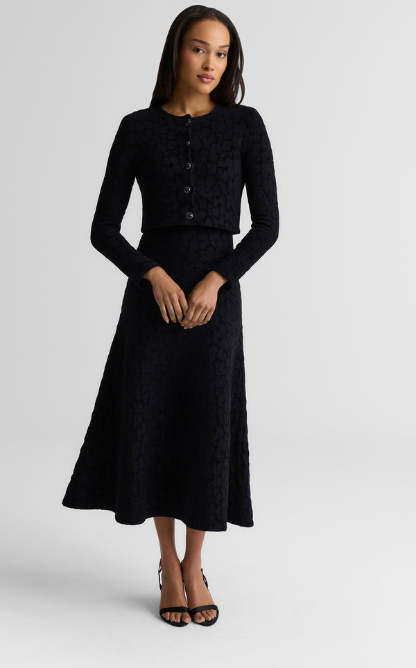 st. john Amber Cardigan In Velvet Leopard Jacquard BKMU