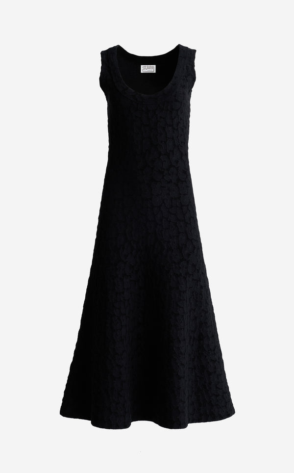 St. John Belinda Dress In Velvet Leopard Jacquard BKMU