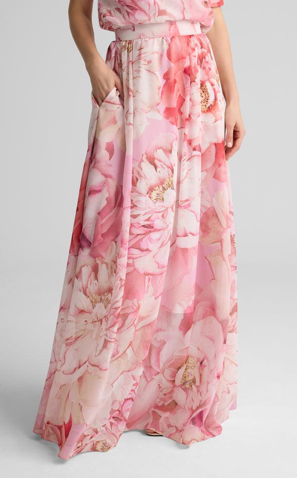 St. John Bethany Skirt In Le Jardin Print Georgette SFPM