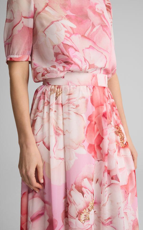 St. John Bethany Skirt In Le Jardin Print Georgette SFPM
