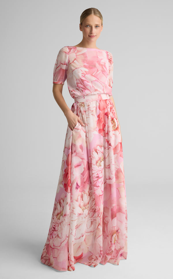 st. john Bethany Skirt In Le Jardin Print Georgette SFPM