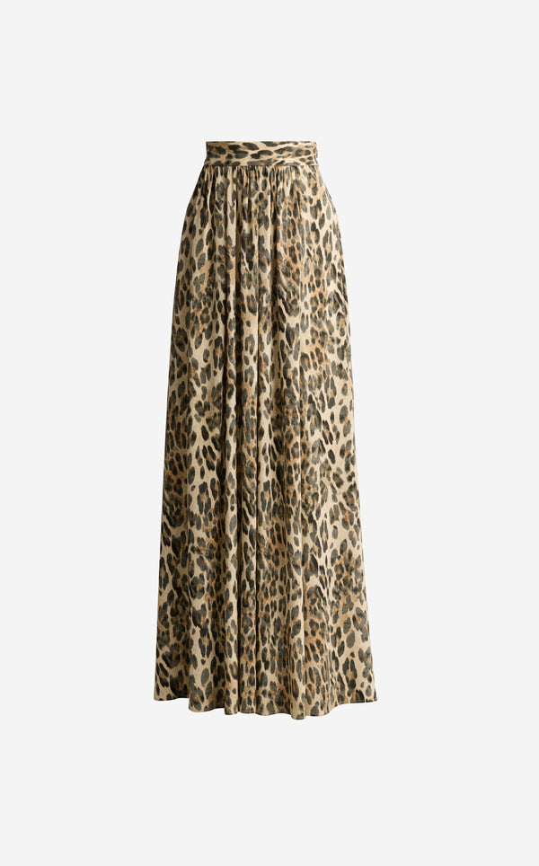 St. John Bethany Skirt In Leopard Print Georgette BRLT