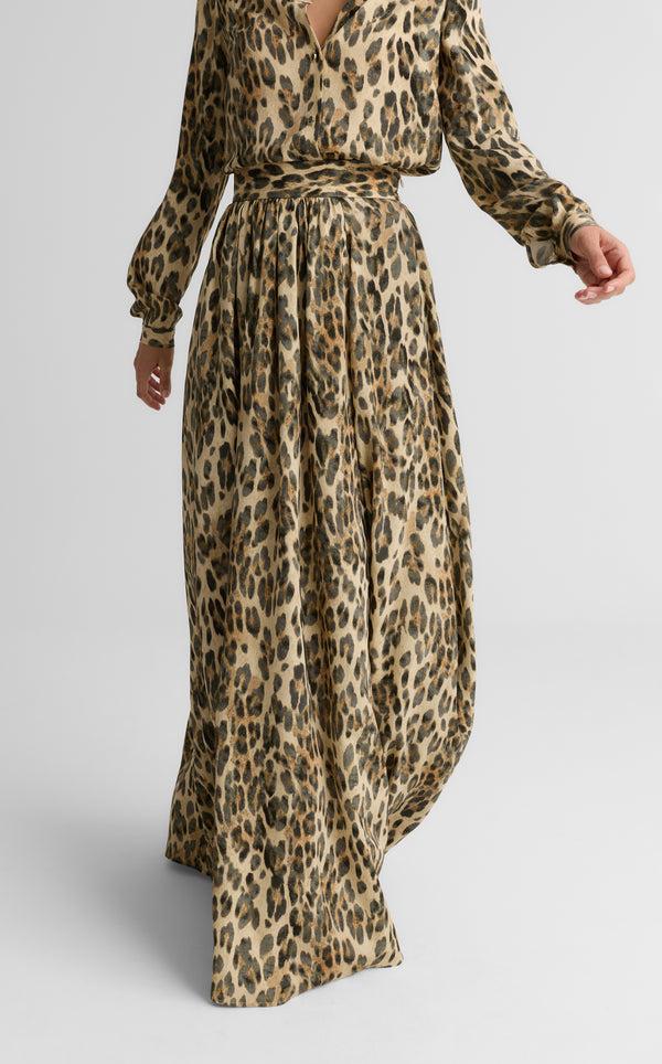 St. John Bethany Skirt In Leopard Print Georgette BRLT