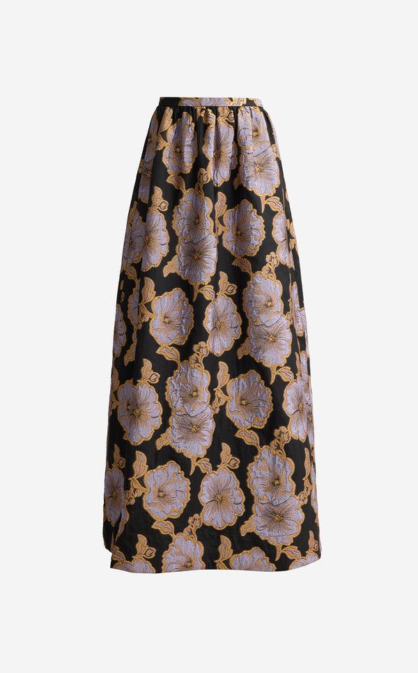 St. John Bethany Skirt In Poppy Floral Jacquard BLHM