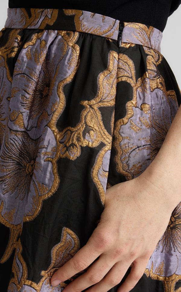 St. John Bethany Skirt In Poppy Floral Jacquard BLHM