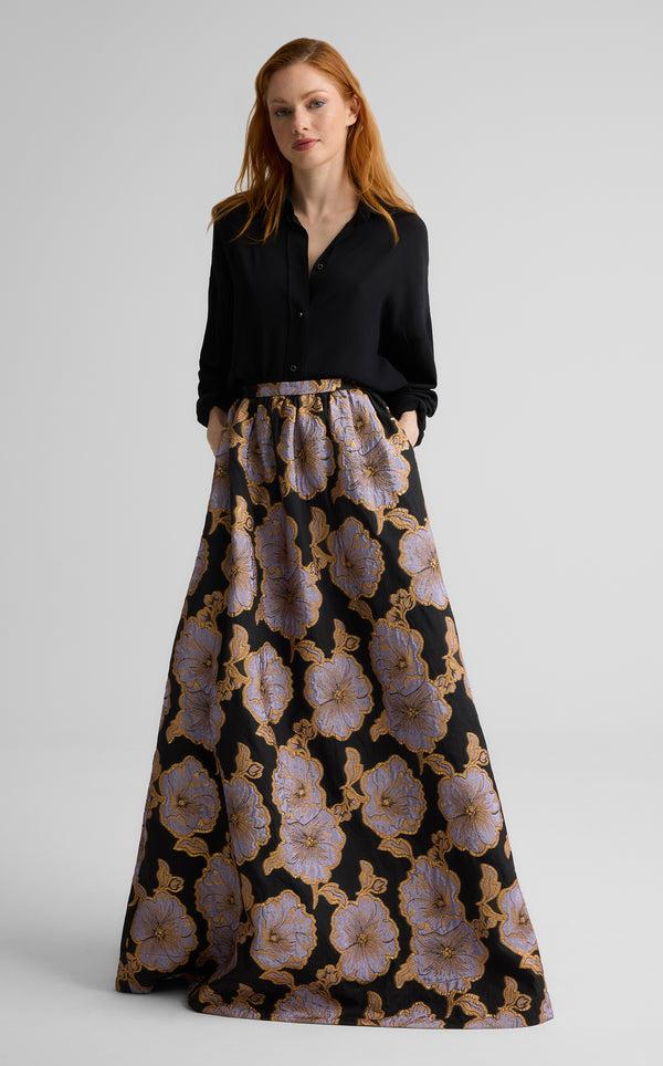 St. John Bethany Skirt In Poppy Floral Jacquard BLHM