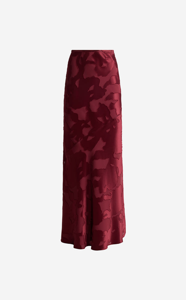 St. John Beverly Skirt In Satin Abstract Burnout BORX
