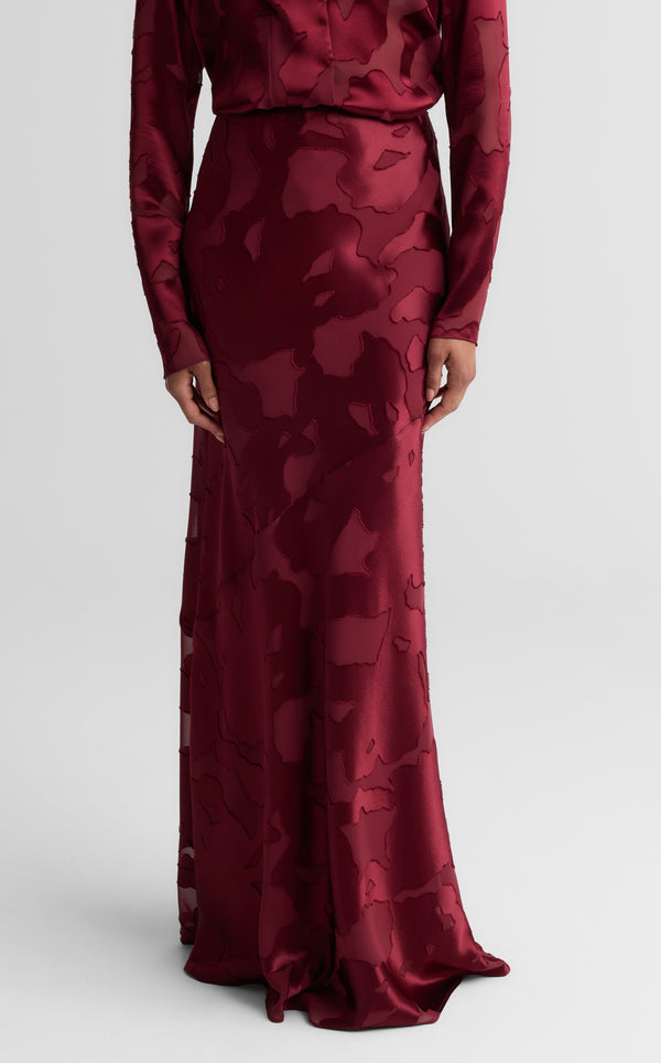 St. John Beverly Skirt In Satin Abstract Burnout BORX