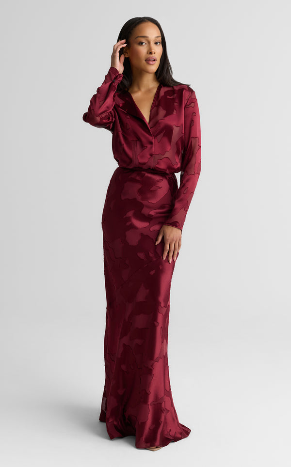 st. john Beverly Skirt In Satin Abstract Burnout BORX