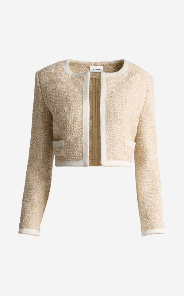 St. John Carrie Jacket In Satin Framed Arcadia Tweed LEEM