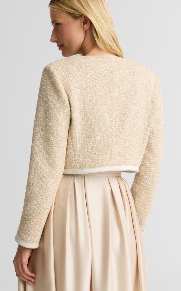 St. John Carrie Jacket In Satin Framed Arcadia Tweed LEEM