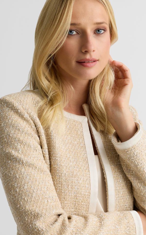 St. John Carrie Jacket In Satin Framed Arcadia Tweed LEEM