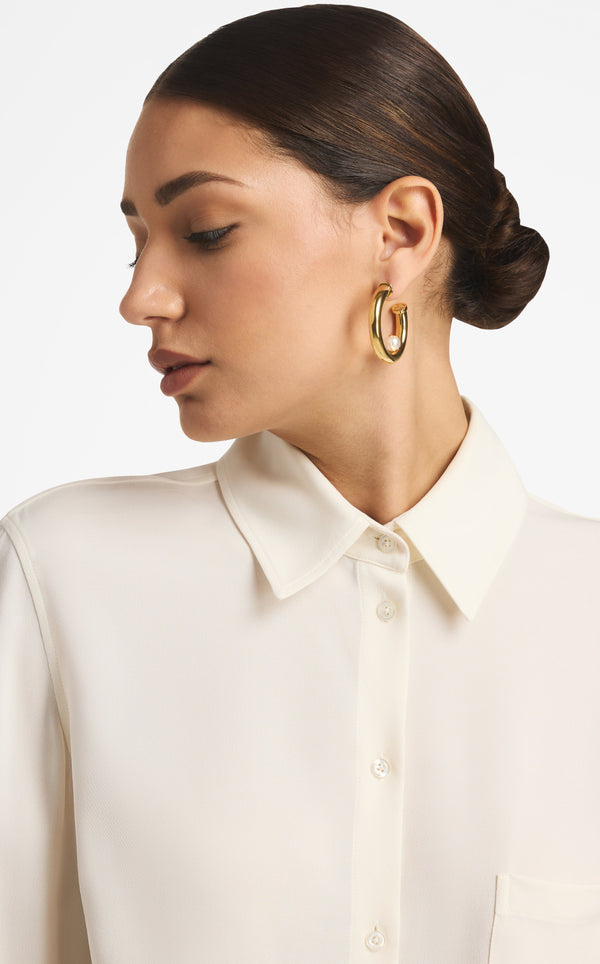 St. John Christina Caruso Hoop Earring With Pearl GD00