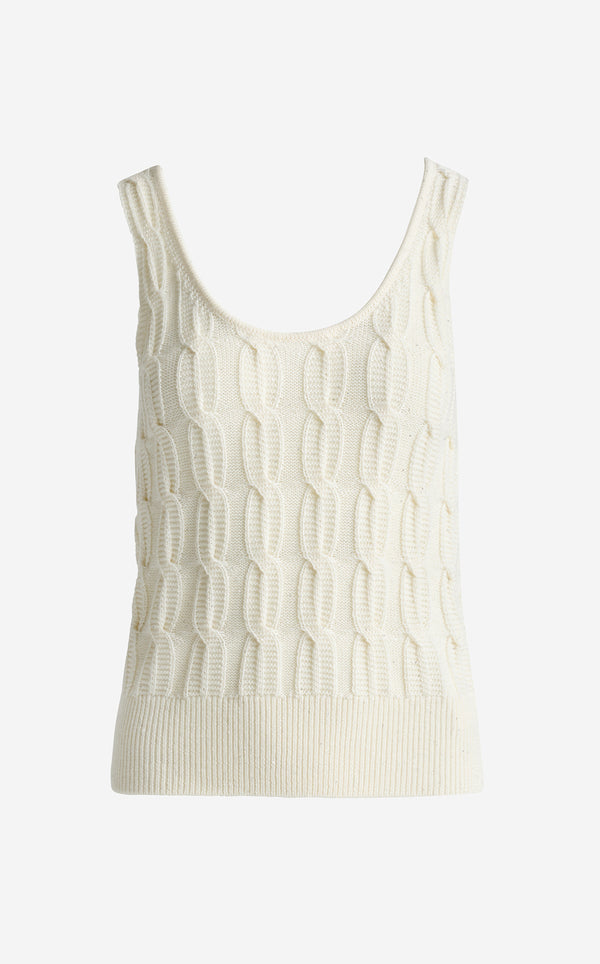 St. John Diana Shell In Merino Blend Cable Knit EC00