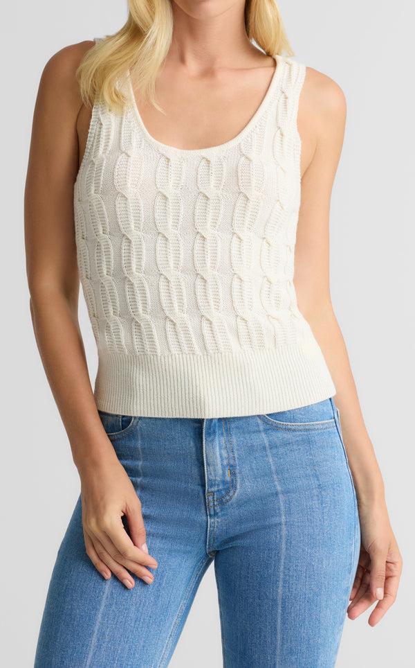 St. John Diana Shell In Merino Blend Cable Knit EC00