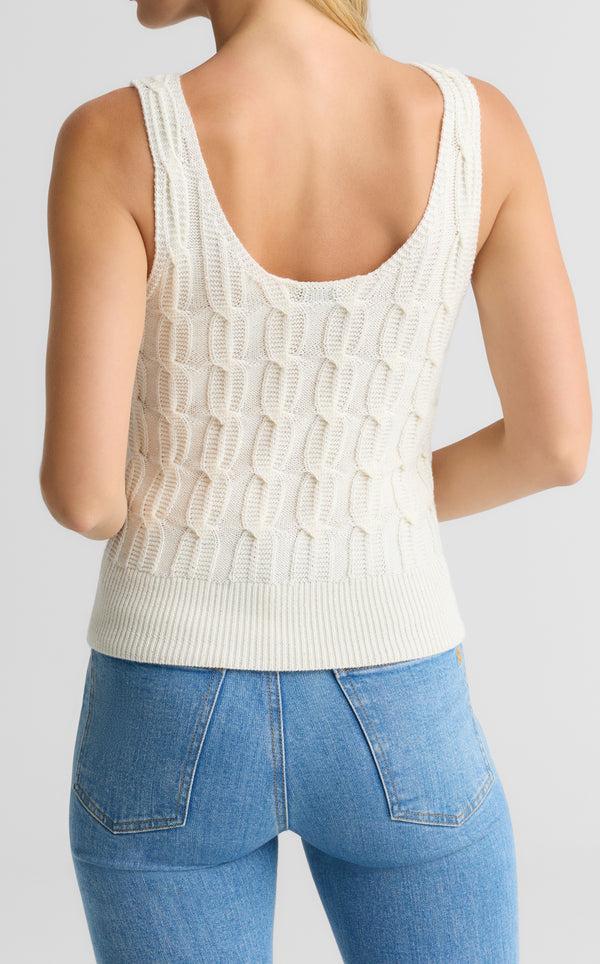 St. John Diana Shell In Merino Blend Cable Knit EC00