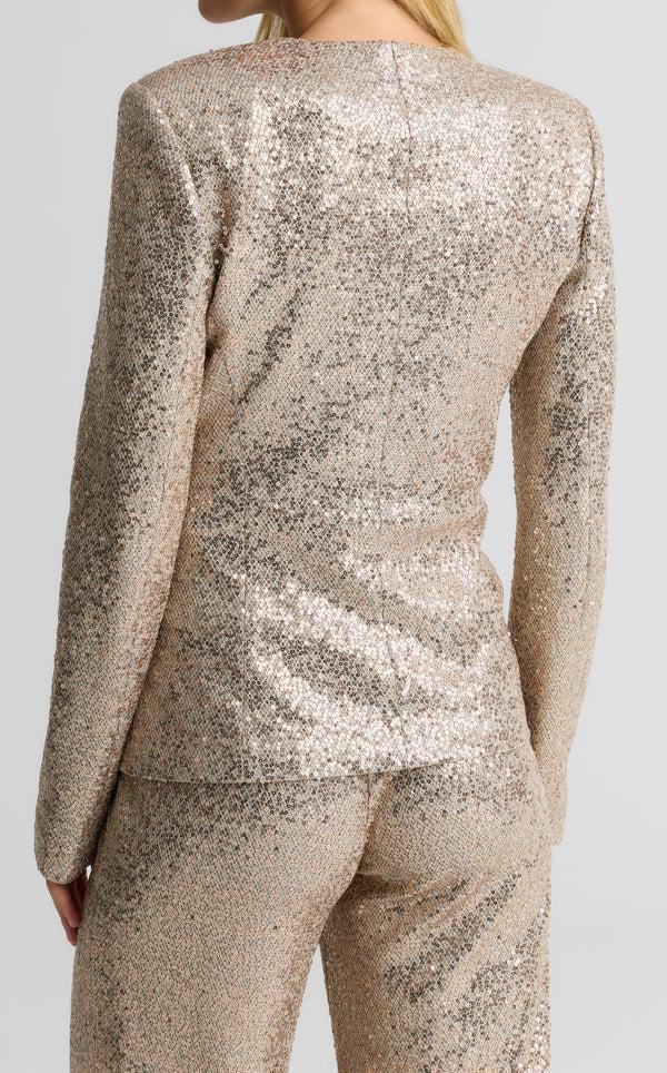 St. John Elvie Collarless Jacket In Soft Tailored Sequin LLRM