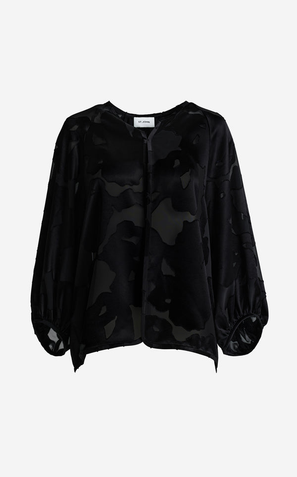 St. John Felicity Capelet In Satin Abstract Burnout BK00