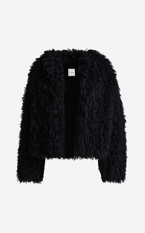 St. John Genevieve Jacket In Mongolian Faux Fur BK00