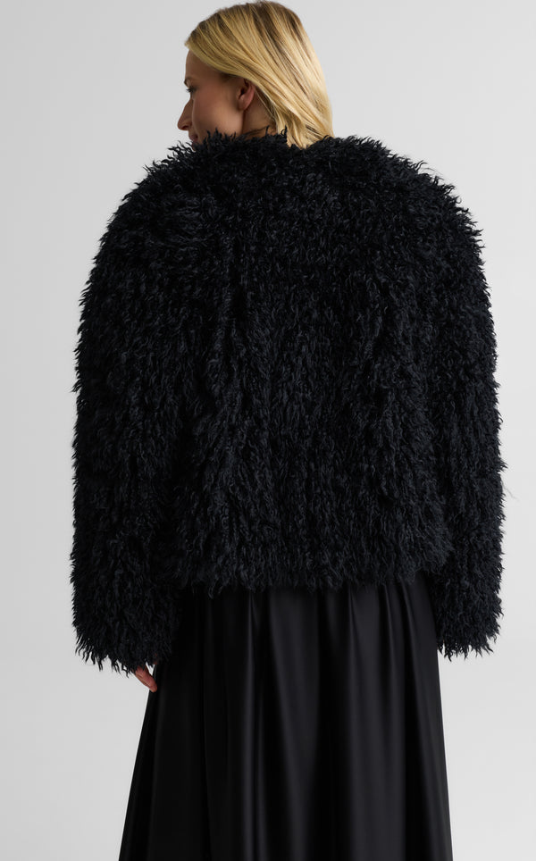 St. John Genevieve Jacket In Mongolian Faux Fur BK00