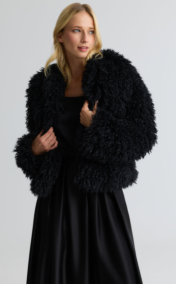 st. john Genevieve Jacket In Mongolian Faux Fur BK00