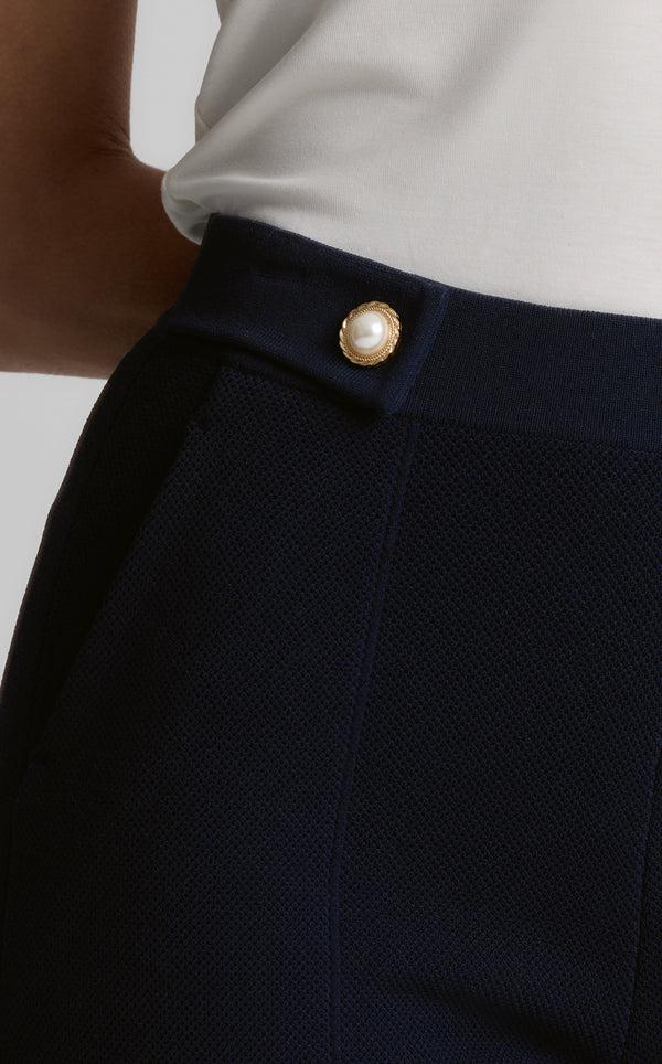 St. John Jane Pant In St. John X Malbon Pique Knit MIDN