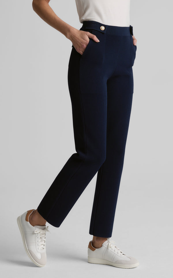 St. John Jane Pant In St. John X Malbon Pique Knit MIDN