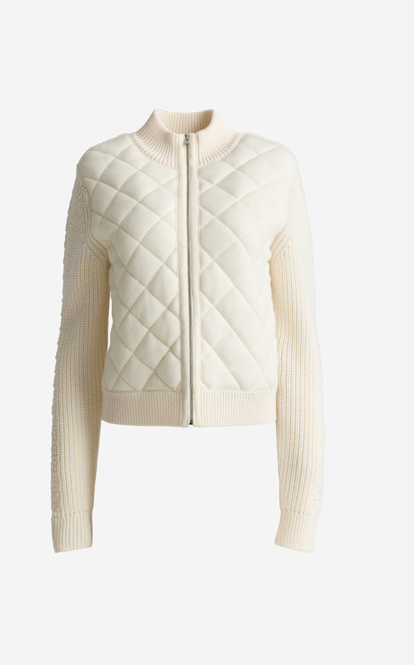 St. John Lorianne Jacket In Merino Blend Quilted Cable EC00