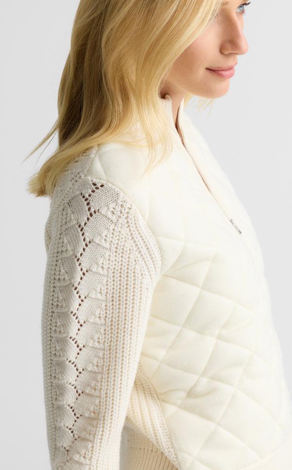 St. John Lorianne Jacket In Merino Blend Quilted Cable EC00