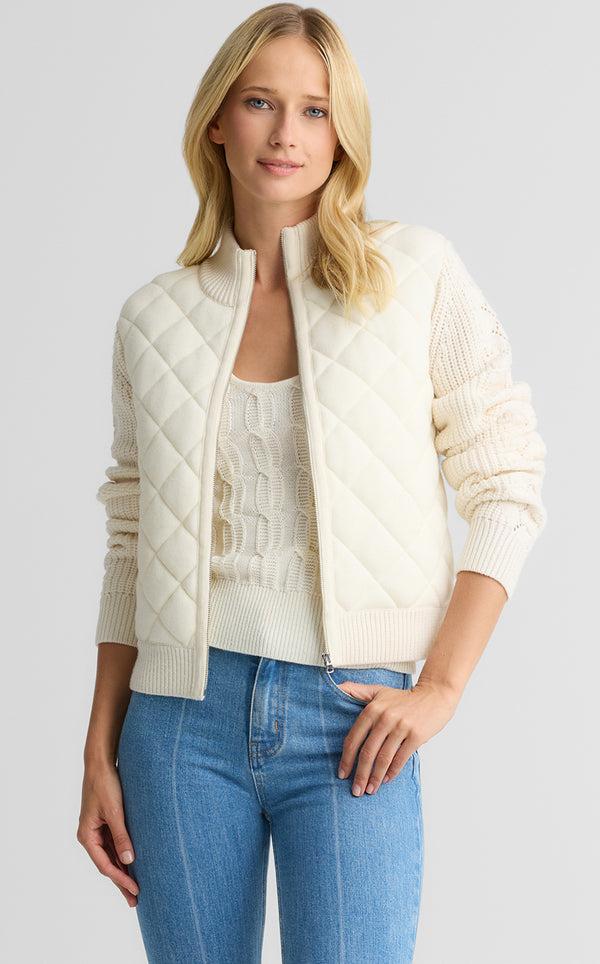 st. john Lorianne Jacket In Merino Blend Quilted Cable EC00