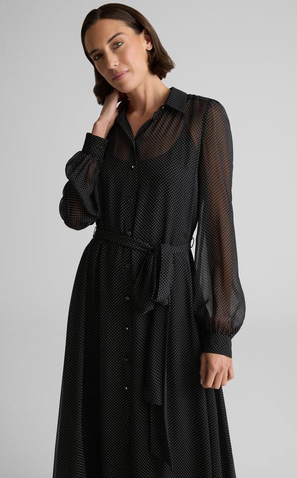 St. John Lucienne Maxi Dress In Petite Dot Printed Silk BLEM