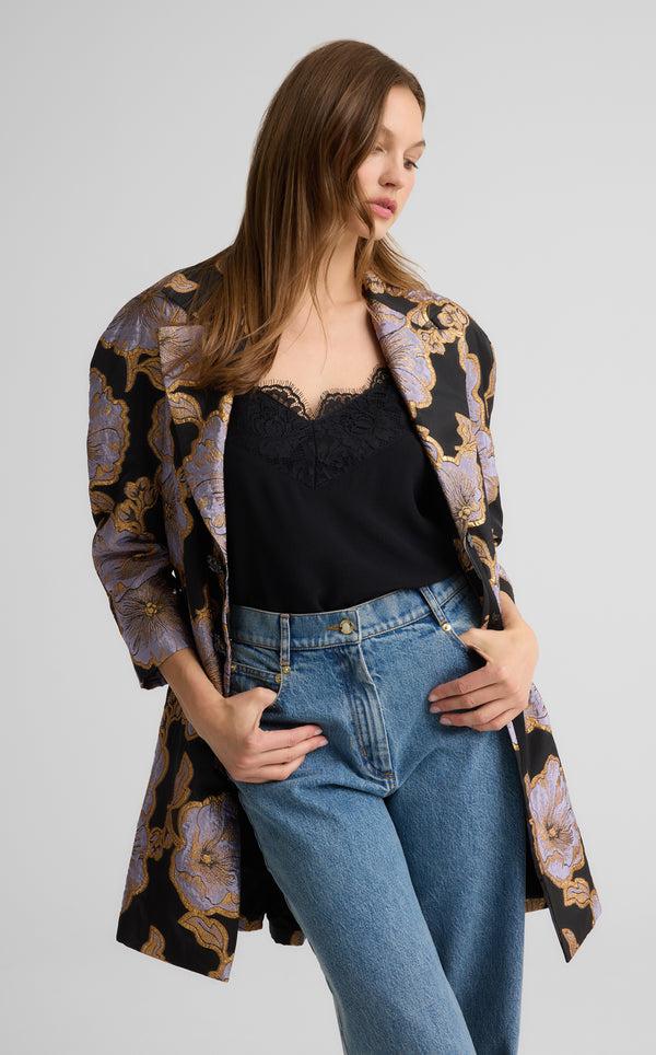 St. John Maxine Jacket In Poppy Floral Jacquard BLHM