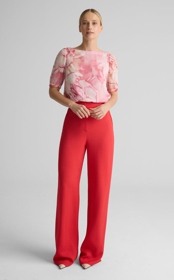 St. John Monique Top In Le Jardin Print Georgette SFPM
