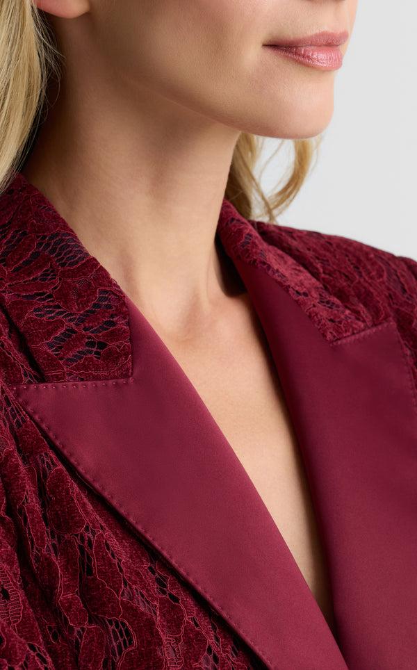 St. John Paige Single Button Jacket In Velvet Floral Lace BORX