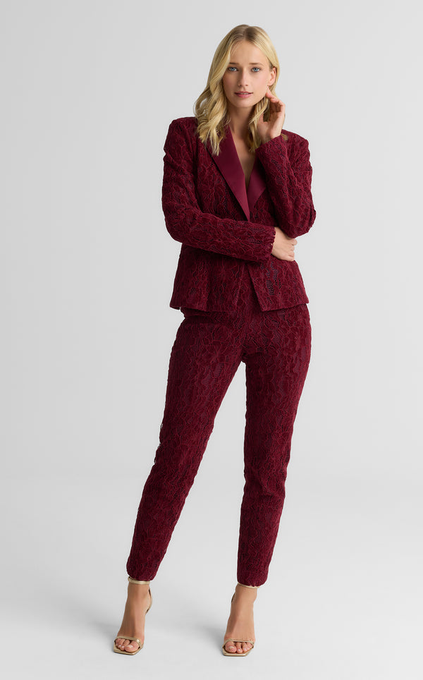 st. john Paige Single Button Jacket In Velvet Floral Lace BORX