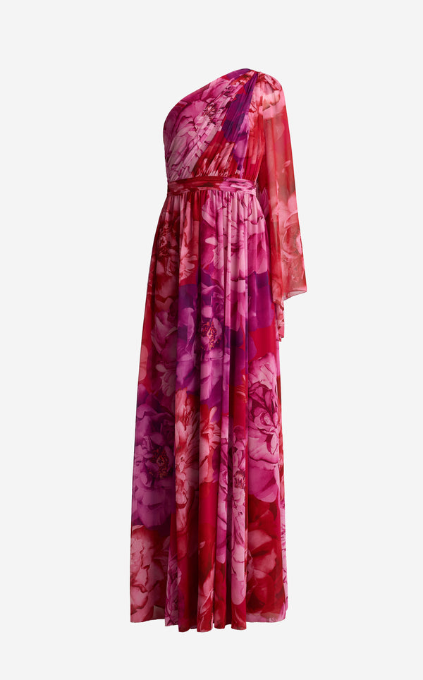St. John Paloma Gown In Le Jardin Print Georgette CPPM