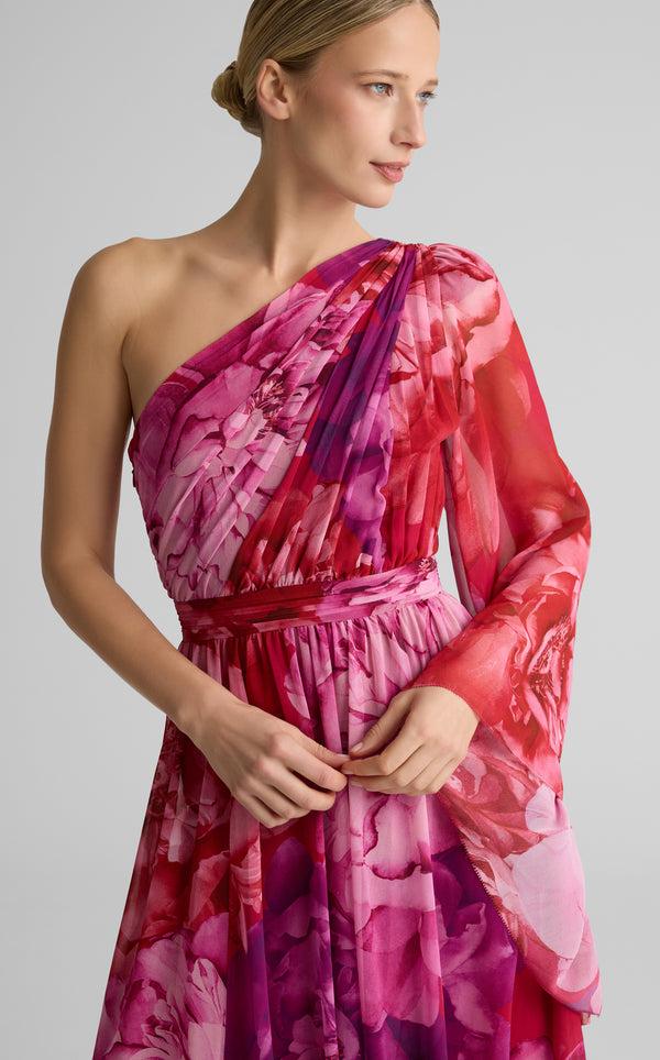 St. John Paloma Gown In Le Jardin Print Georgette CPPM
