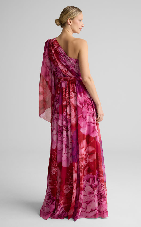 St. John Paloma Gown In Le Jardin Print Georgette CPPM