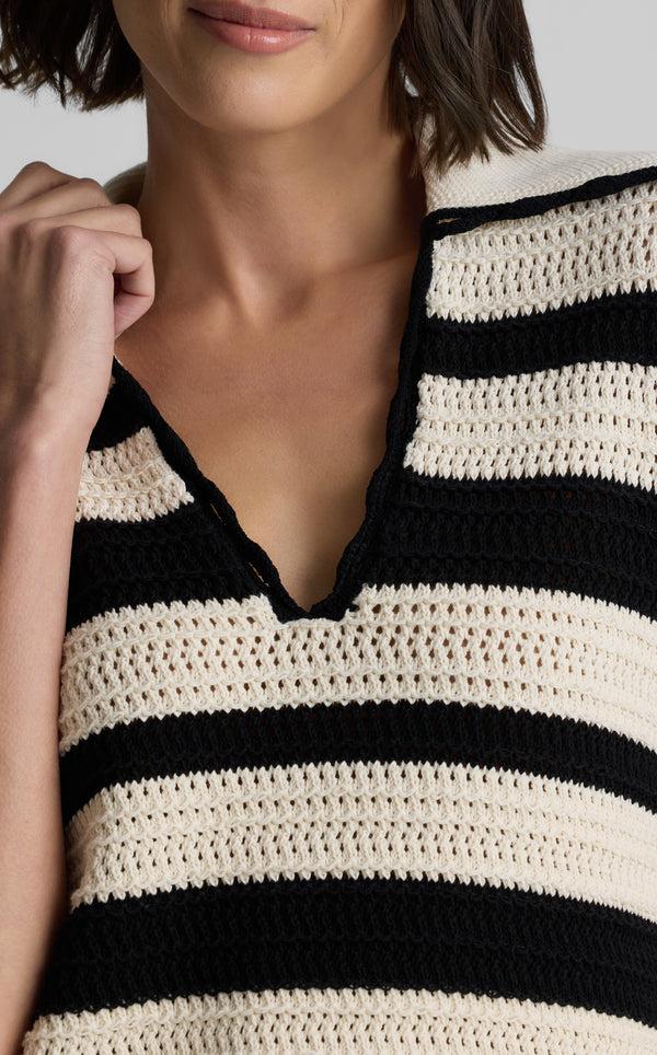 St. John Reagan Sweater In Striped Pointelle Knit ECBT