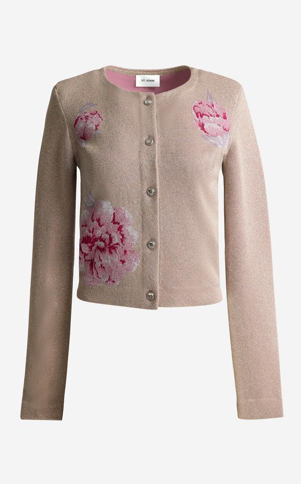 St. John Renee Jacket In Metallic Peony Jacquard Knit PYMT