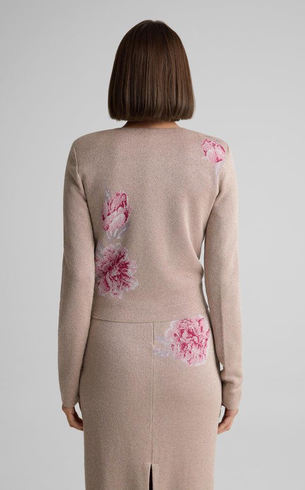 St. John Renee Jacket In Metallic Peony Jacquard Knit PYMT