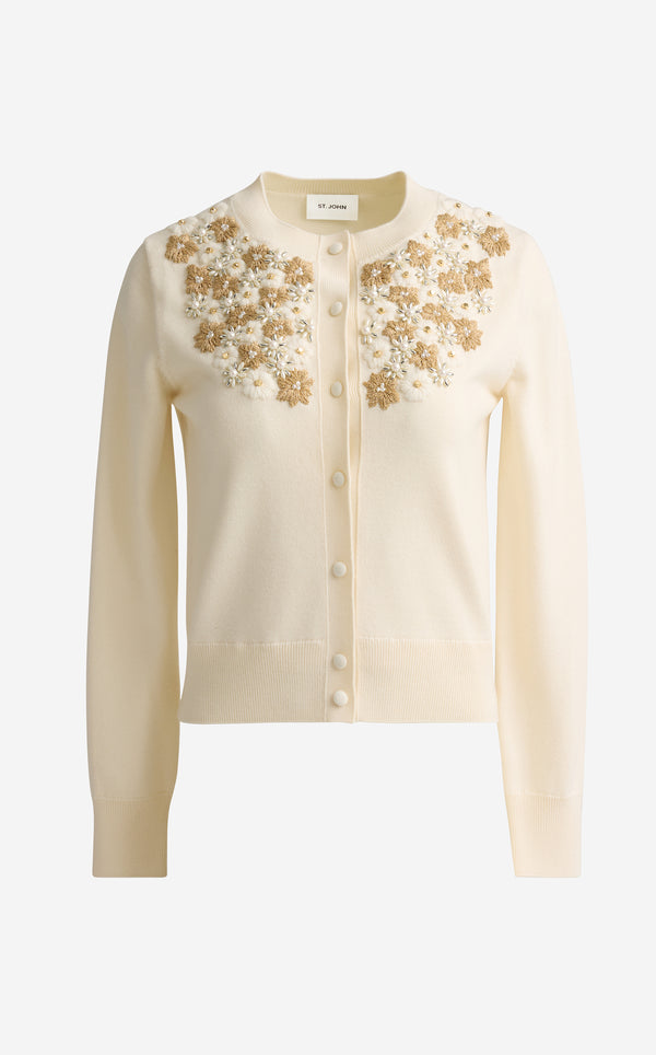 St. John Seraphina Cardigan In Hand Beaded Knit EC00