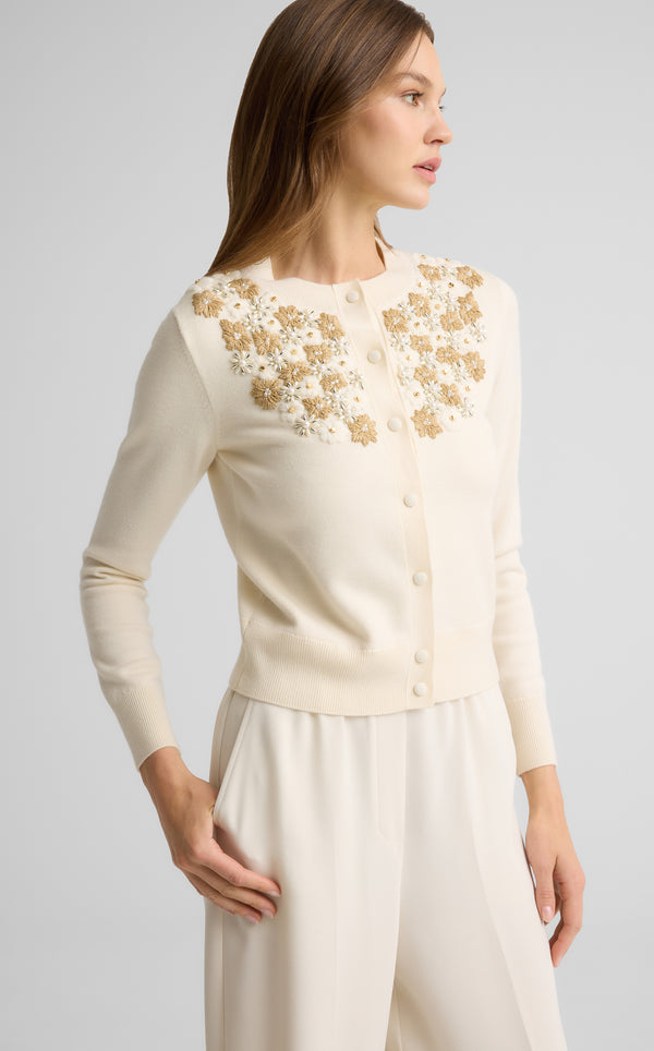 st. john Seraphina Cardigan in Hand Beaded Knit EC00