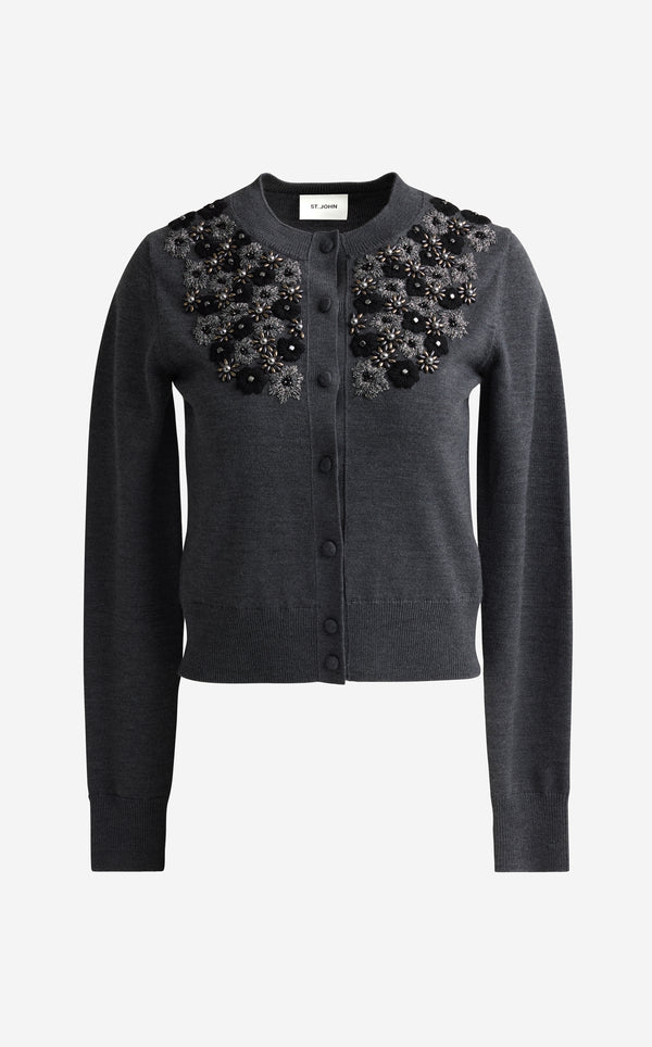 St. John Seraphina Cardigan In Hand Beaded Knit MGME