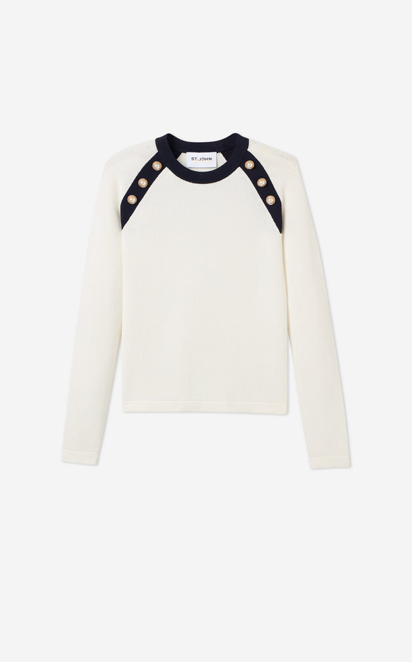 St. John Sheryl Sweater In St. John X Malbon Contrast Knit WHMD